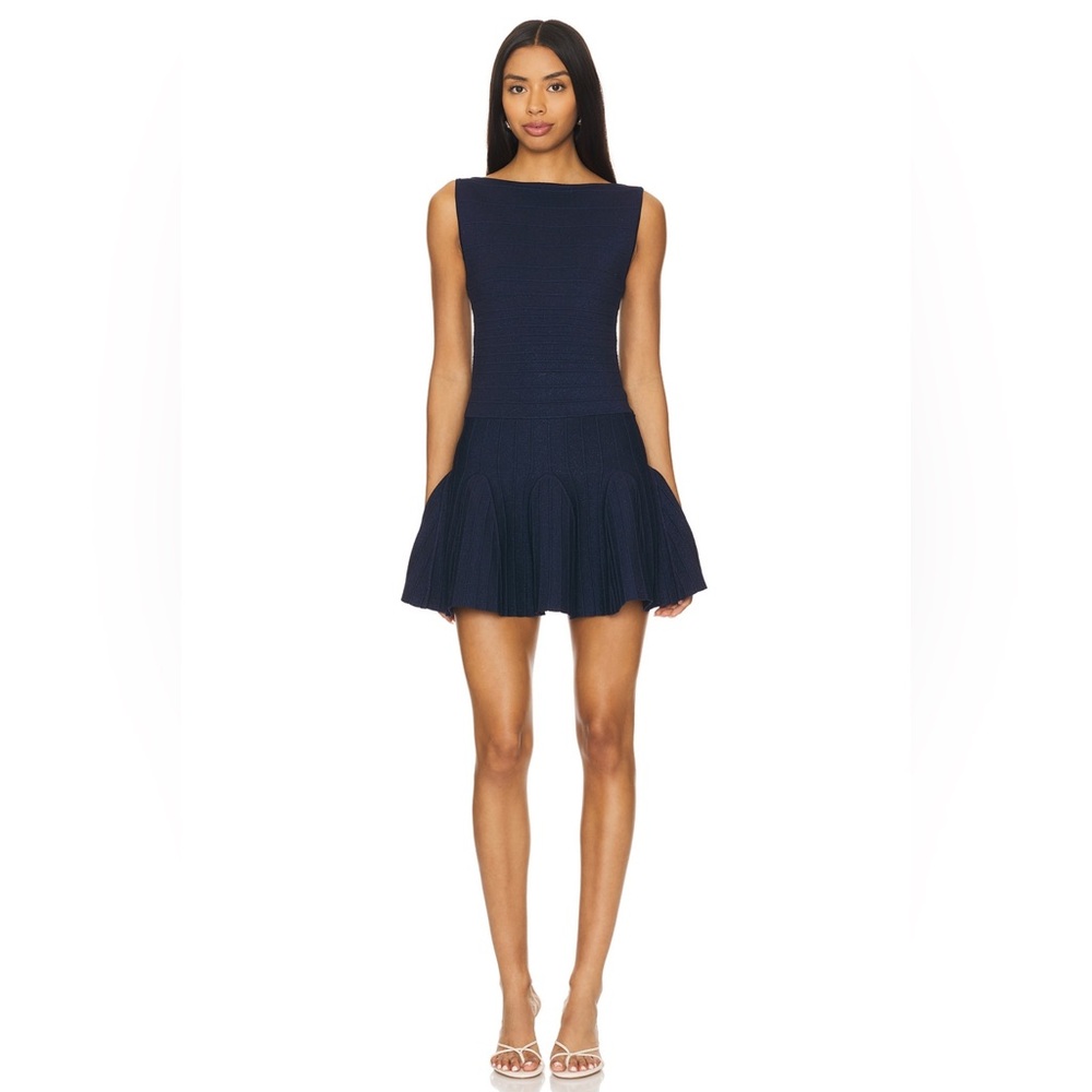 Navy Sleeveless Flared Dress